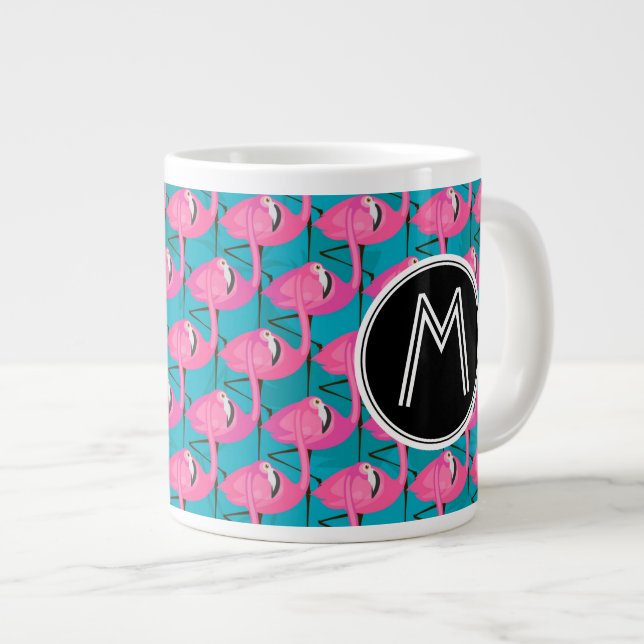 Neon Flamingos| Erste Schritte Jumbo-Tasse (Vorderseite Rechts)