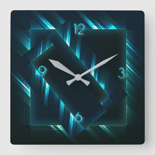 Neon flash Supernova modern Quadratische Wanduhr (Vorderseite)