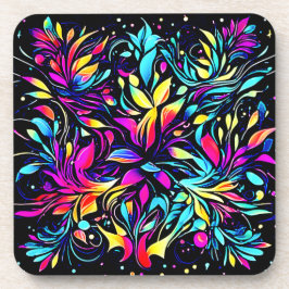 Neon Floral Burst Art Getränkeuntersetzer