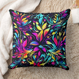Neon Floral Burst Art Kissen