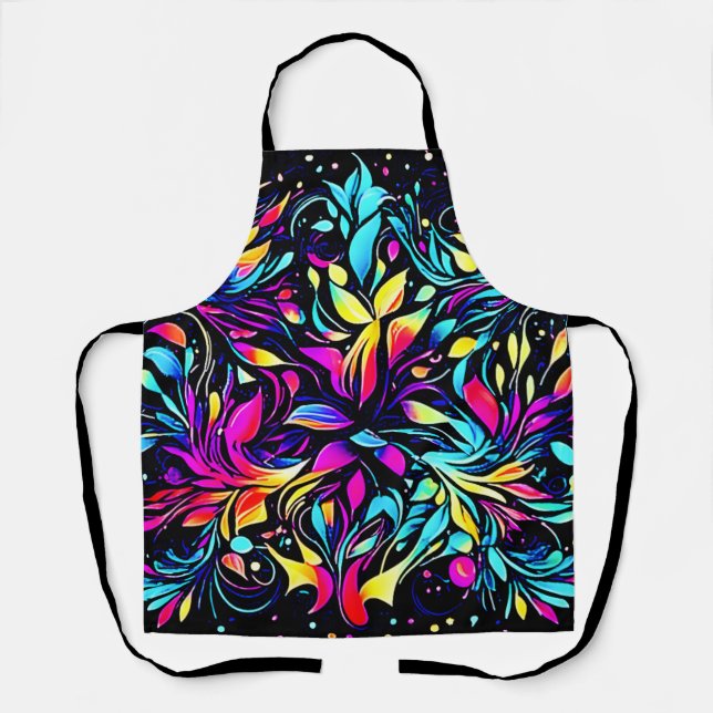 Neon Floral Burst Art Schürze (Vorderseite)