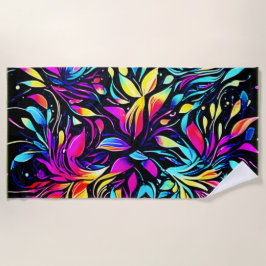 Neon Floral Burst Art Strandtuch