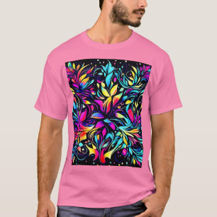 Neon Floral Burst Art T-Shirt