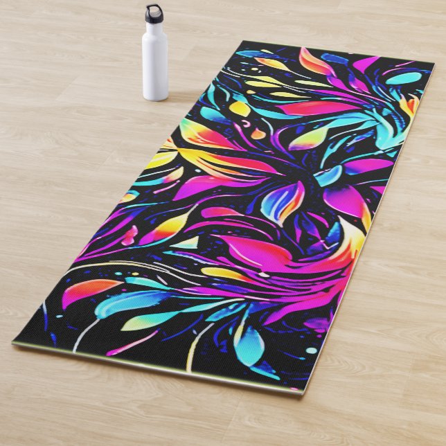 Neon Floral Burst Art Yogamatte (Beispiel)