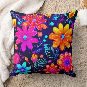 Neon Floral Fantasy Kissen