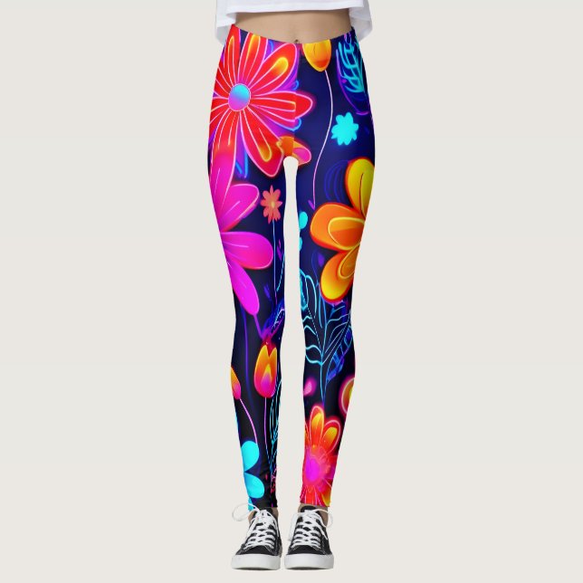 Neon Floral Fantasy Leggings (Vorderseite)