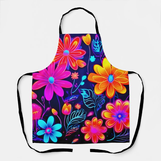 Neon Floral Fantasy Schürze (Vorderseite)