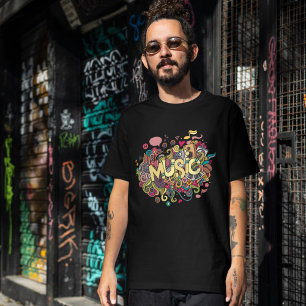 Neon Floral Musiknote Shirt - Farbenfrohe Sublimat