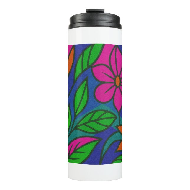 Neon Floral Pattern - Dicke farbige Blume Tasse (Vorderseite)