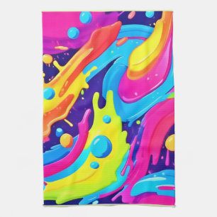 Neon Fluid Art Geschirrtuch