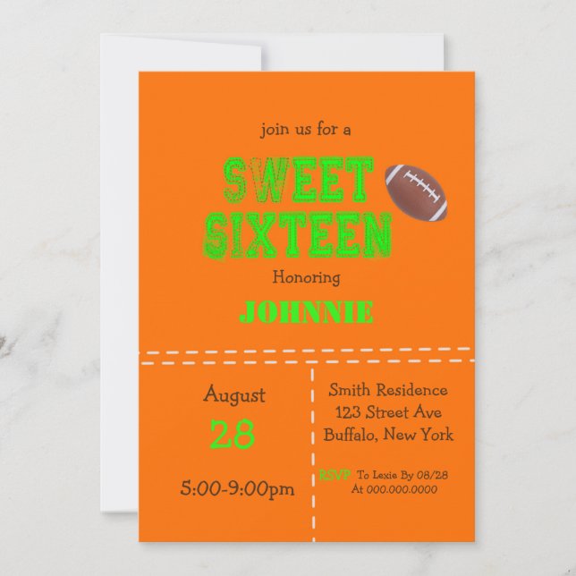 Neon Football 16 . Geburtstag Geburtstagspartei (Vorderseite)