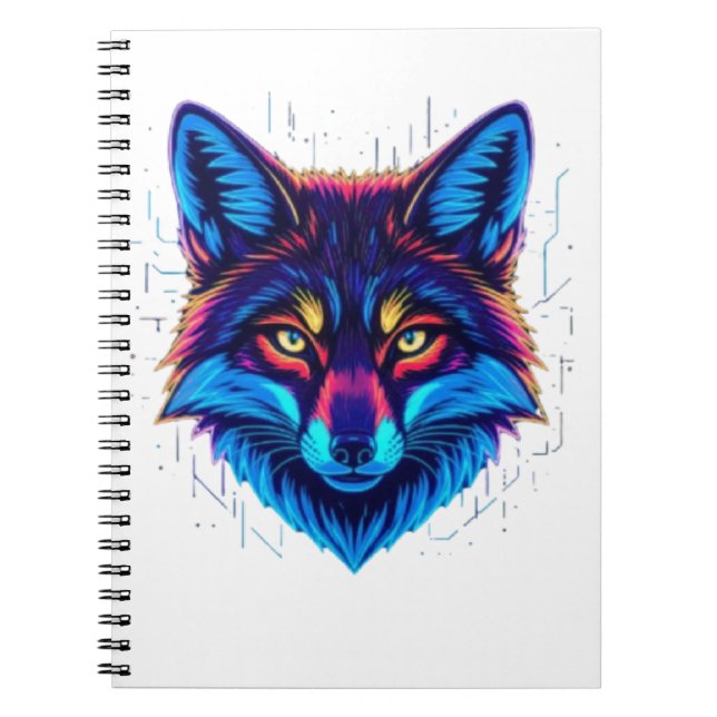 Neon Fox Face – Vibrant Glowing Design Notizblock (Vorderseite)