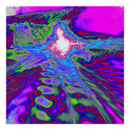 Neon Fractal Burst – Glossy Art Poster