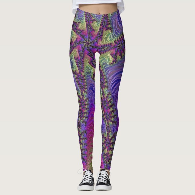 Neon Fraktal Leggings (Vorderseite)