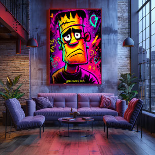 Neon Franky Poster - Cartoon Pop Monster