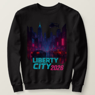 Neon Freiheit 2026 Cyberpunk Stadt   Futuristische Sweatshirt