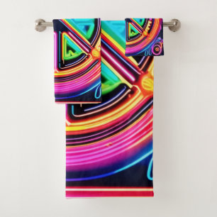 Neon-Friedensmandala Badhandtuch Set
