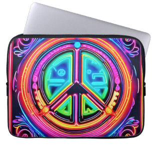 Neon-Friedensmandala Laptopschutzhülle