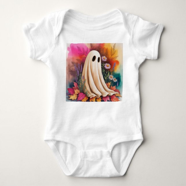 Neon Friendly Ghost, Neon Halloween Ghost, Ghost, Baby Strampler (Vorderseite)