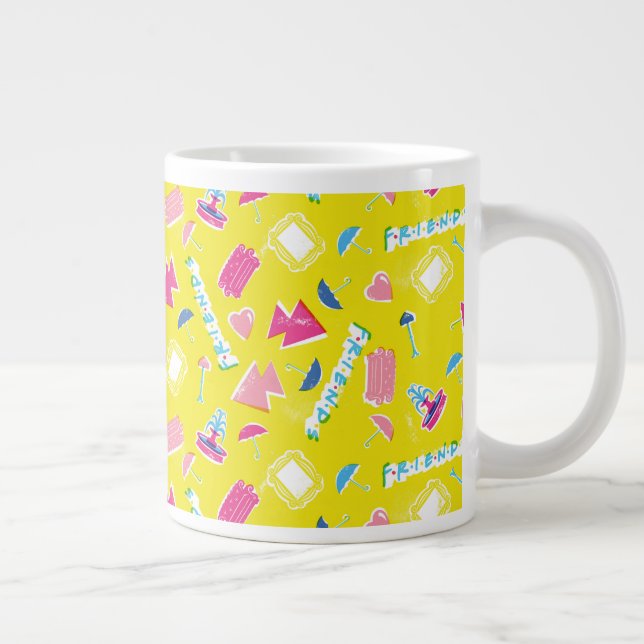 Neon FRIENDS™ Icon-Muster Jumbo-Tasse (Rechts)