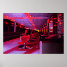 Neon-Frisiersalon-Digitalmalerei-Druck