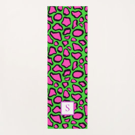 Neon Frog Green Lila Monogram Personalisiert Yogamatte