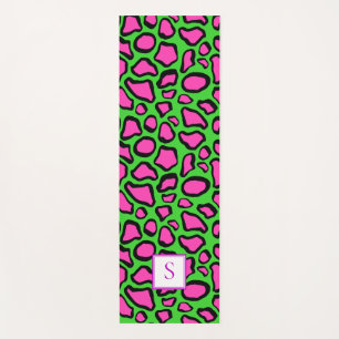 Neon Frog Green Lila Monogram Personalisiert Yogamatte