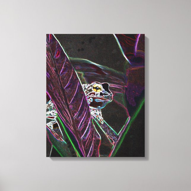 Neon Froggy Fine Art Canvas Print Leinwanddruck (Vorderseite)