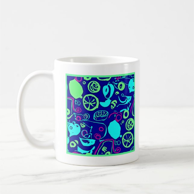 Neon Fruits Muster Art Kaffeetasse (Links)