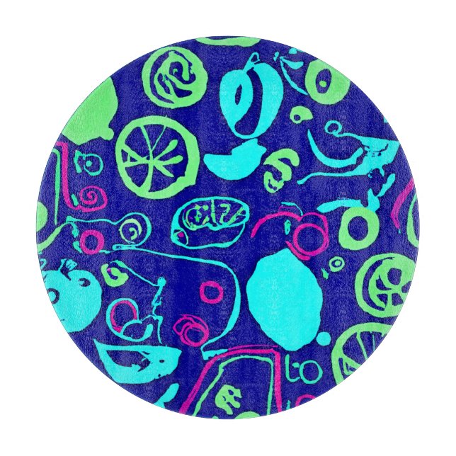 Neon Fruits Muster Art Schneidebrett (Vorderseite)