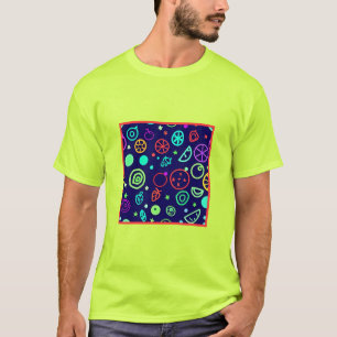 Neon Fruits Muster Farben T-Shirt