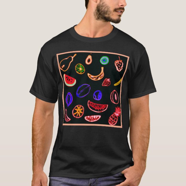 Neon Fruits Patterns Artwork design T-Shirt (Vorderseite)