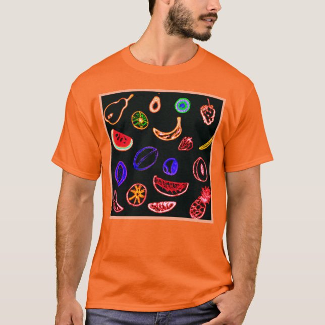 Neon Fruits Patterns Artwork design T-Shirt (Vorderseite)