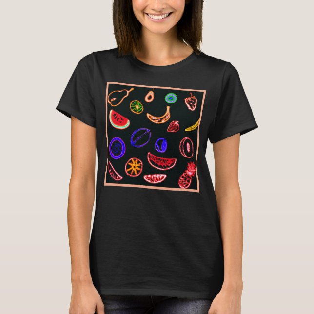 Neon Fruits Patterns Artwork design T-Shirt (Vorderseite)