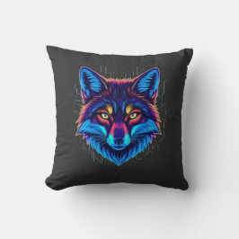 Neon-Fuchs-Gesicht – Lebendiges Leuchtendes Design Kissen
