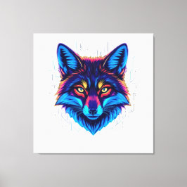 Neon-Fuchs-Gesicht – Lebendiges Leuchtendes Design Leinwanddruck
