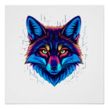 Neon-Fuchs-Gesicht – Lebendiges Leuchtendes Design