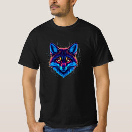 Neon-Fuchs-Gesicht – Lebendiges Leuchtendes Design T-Shirt