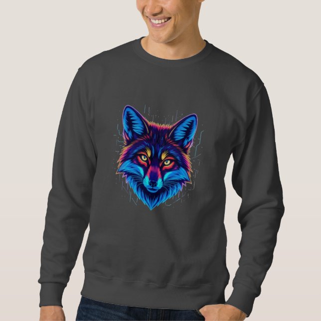 Neon-Fuchs-Gesicht – Vibrantes Leuchtdesign Sweatshirt (Vorderseite)