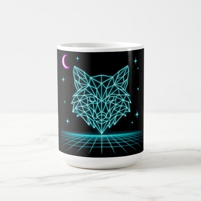 Neon-Fuchs-Synthwave - Retro-Elektrischer Jäger Kaffeetasse (Mittel)