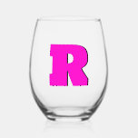Neon Fuchsia Funny Modern Monogram Initial Letter Weinglas Ohne Stiel<br><div class="desc">Neon Fuchsia Funny Modern Large Monogram Initial Letter Stemless Wine Glass</div>