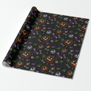 Neon Fun Halloween Pattern Geschenkpapier