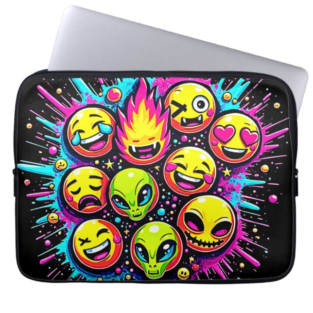 Neon Funky Emoji Mix Laptopschutzhülle (Vorderseite)