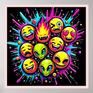 Neon-Funky-Emoji-Mix Poster