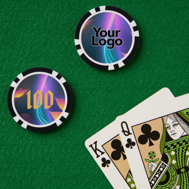 Neon Futuristic Poker Party Corporate Business Pokerchips (Pokertisch (doppelt))