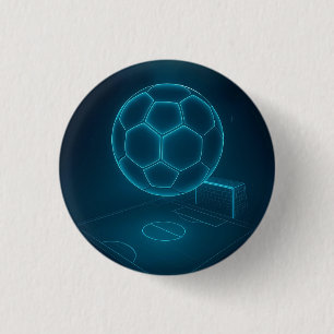 Neon Futuristic Soccer Field Art Button