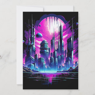 Neon Futuristische CyberScape-Skyline Ankündigung