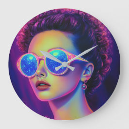 Neon Galaxy Glamour Große Wanduhr