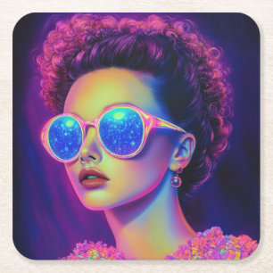 Neon Galaxy Glamour Rechteckiger Pappuntersetzer