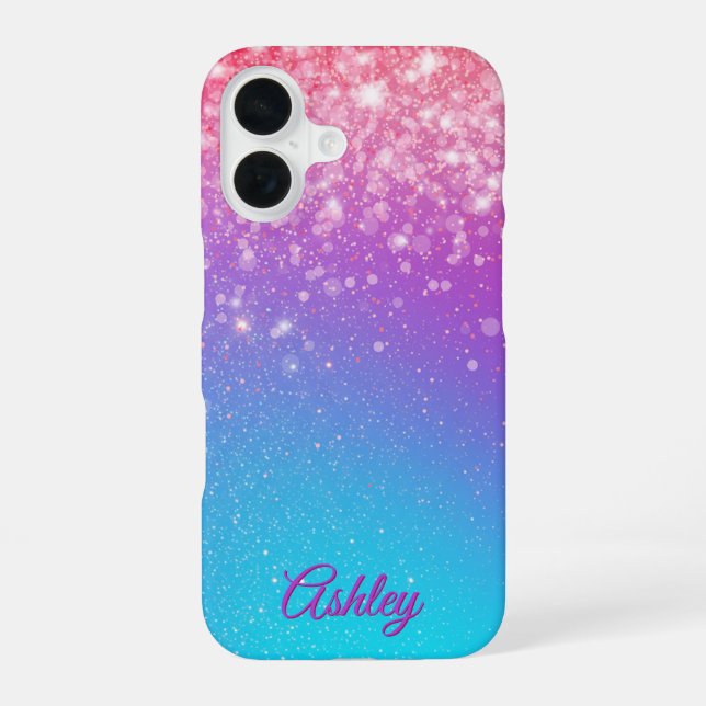 Neon Galaxy Gradient iPhone 16 Hülle (Rückseite)